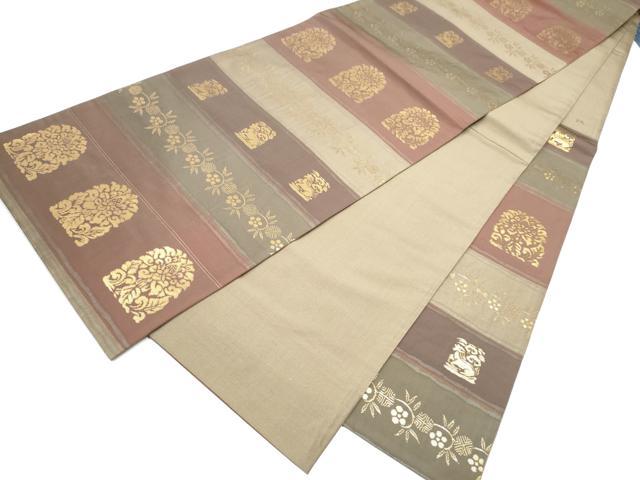 平和屋着物●六通柄袋帯　名物裂　金糸　正絹　逸品　CABL1181hy
