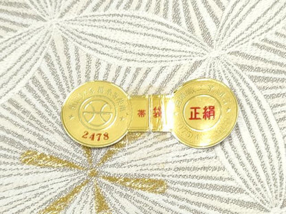 平和屋着物●西陣　帯の悠洛謹製　六通柄袋帯　七宝松葉文　金銀糸　証紙付き　正絹　逸品　CABL1184hy