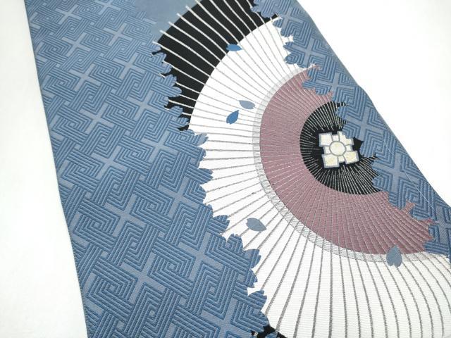 平和屋着物●本場筑前博多織　太鼓柄袋帯　番傘　金銀糸　博多金ラベル　福絖織物謹製　証紙付き　正絹　逸品　CABL1187hy