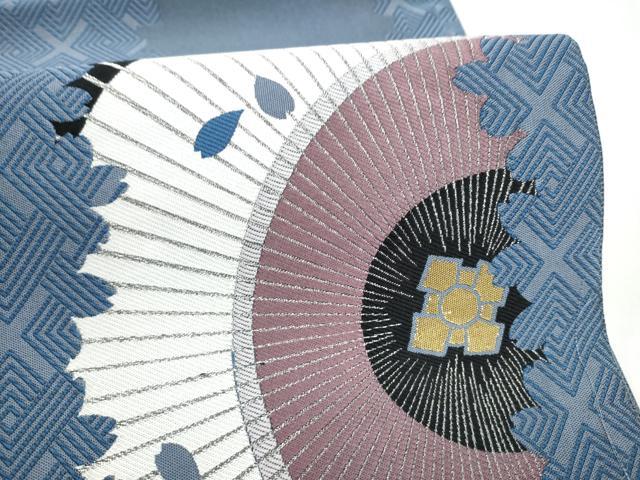平和屋着物●本場筑前博多織　太鼓柄袋帯　番傘　金銀糸　博多金ラベル　福絖織物謹製　証紙付き　正絹　逸品　CABL1187hy