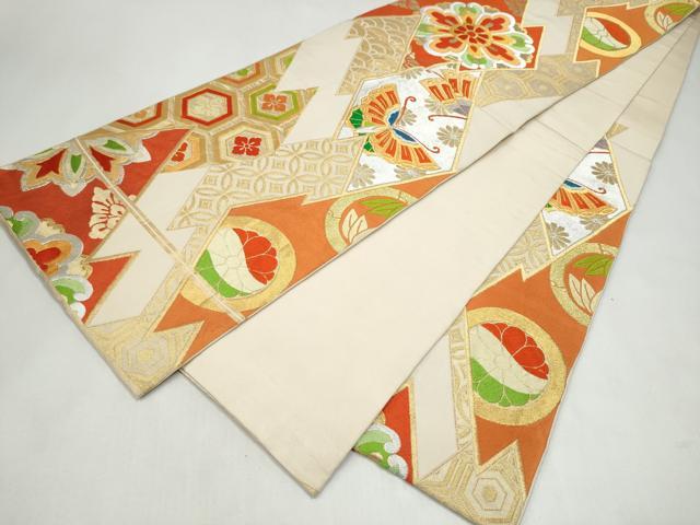 平和屋着物●西陣　川島織物　六通柄　本袋帯　花蝶文　金銀糸　正絹　逸品　CABL1189hy