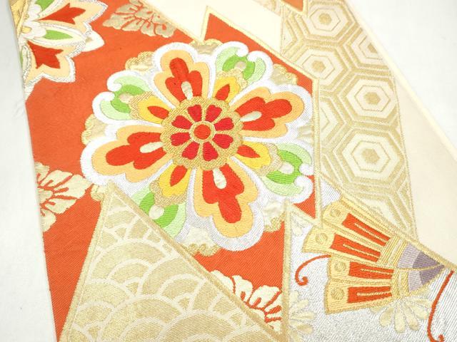 平和屋着物●西陣　川島織物　六通柄　本袋帯　花蝶文　金銀糸　正絹　逸品　CABL1189hy
