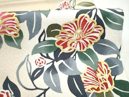 平和屋着物●太鼓柄袋帯　枝花文　金彩　正絹　逸品　CABL1195hy