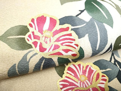 平和屋着物●太鼓柄袋帯　枝花文　金彩　正絹　逸品　CABL1195hy