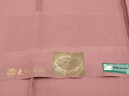 平和屋着物＊夏物　色無地　絽　退紅色　反端付き　正絹　逸品　CABL1204tx