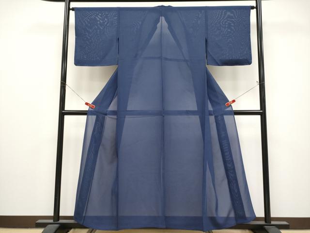 平和屋着物＊夏物　色無地　絽　紺青色　正絹　逸品　未使用　CABL1205tx