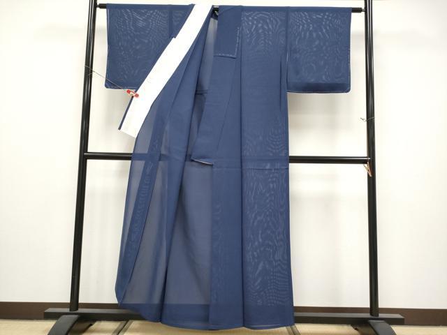 平和屋着物＊夏物　色無地　絽　紺青色　正絹　逸品　未使用　CABL1205tx