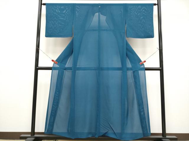 平和屋着物＊夏物　色無地　絽　藍色　正絹　逸品　CABL1207tx