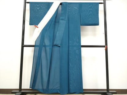 平和屋着物＊夏物　色無地　絽　藍色　正絹　逸品　CABL1207tx