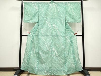 平和屋着物＊夏物　小紋　絽　枝花文　洗える着物　CABL1208tx