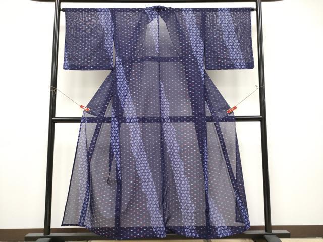 平和屋着物＊夏物　小紋　絽　斜線花文　洗える着物　CABL1211tx