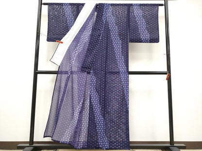 平和屋着物＊夏物　小紋　絽　斜線花文　洗える着物　CABL1211tx