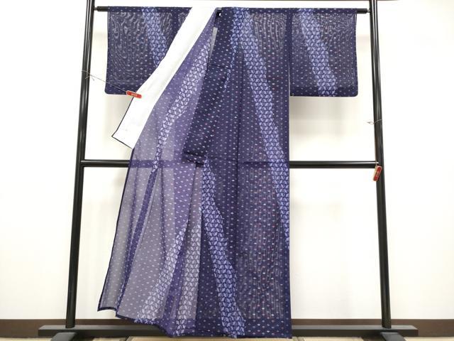 平和屋着物＊夏物　小紋　絽　斜線花文　洗える着物　CABL1211tx