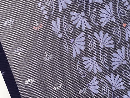平和屋着物＊夏物　小紋　絽　斜線花文　洗える着物　CABL1211tx