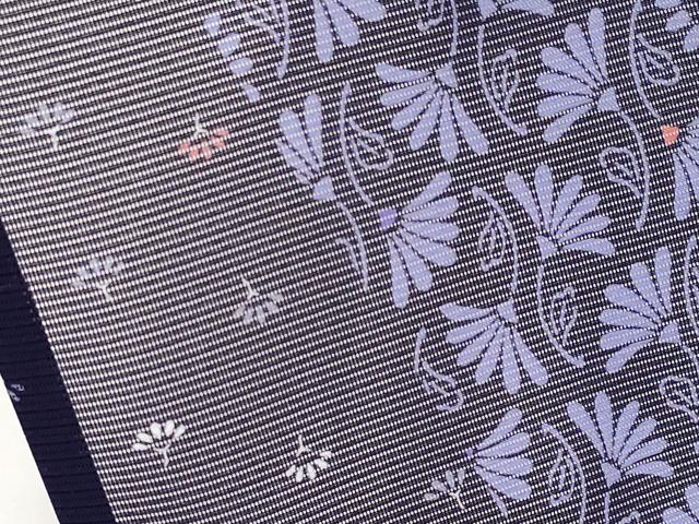 平和屋着物＊夏物　小紋　絽　斜線花文　洗える着物　CABL1211tx