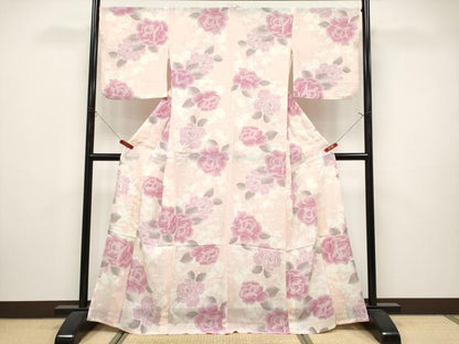 平和屋着物＊夏物　撫松庵　小紋・浴衣兼用　セオアルファ　薔薇　洗える着物　CABL1212tx