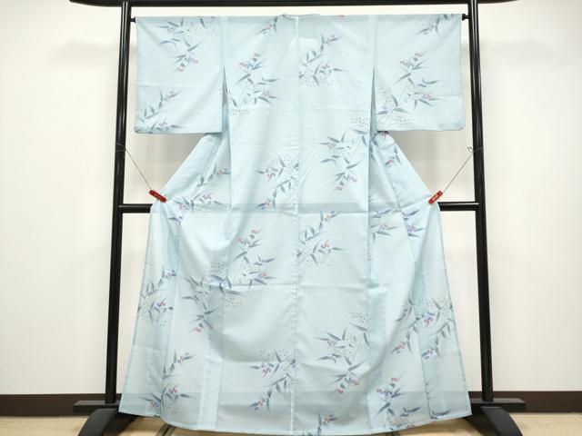 平和屋着物＊夏物　小紋　絽　枝花文　洗える着物　CABL1215tx