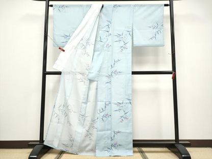 平和屋着物＊夏物　小紋　絽　枝花文　洗える着物　CABL1215tx