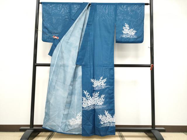 平和屋着物＊夏物　訪問着　絽　枝葉文　洗える着物　CABL1217tx