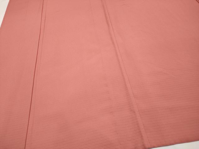 平和屋着物＊夏物　色無地　絽　甚三紅色　正絹　逸品　CABL1218tx