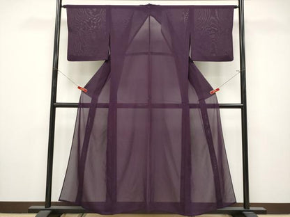 平和屋着物＊夏物　色無地　絽　滅紫色　正絹　逸品　CABL1221tx