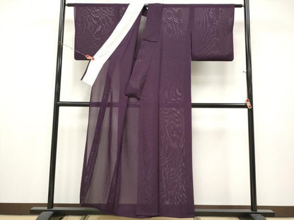 平和屋着物＊夏物　色無地　絽　滅紫色　正絹　逸品　CABL1221tx