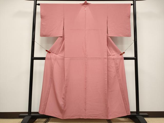 平和屋着物＊夏物　色無地　絽　薄紅色　正絹　逸品　CABL1224tx