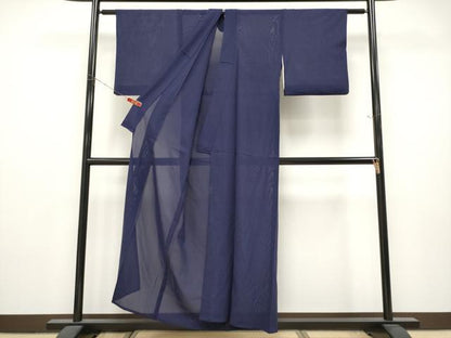 平和屋着物＊夏物　色無地　絽　紺青色　正絹　逸品　CABL1226tx