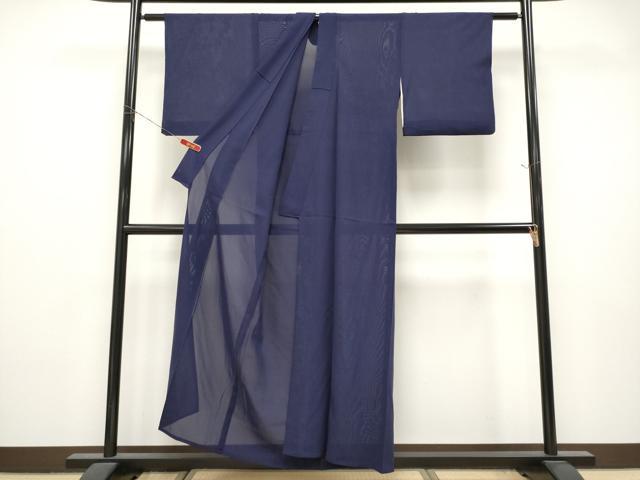 平和屋着物＊夏物　色無地　絽　紺青色　正絹　逸品　CABL1226tx