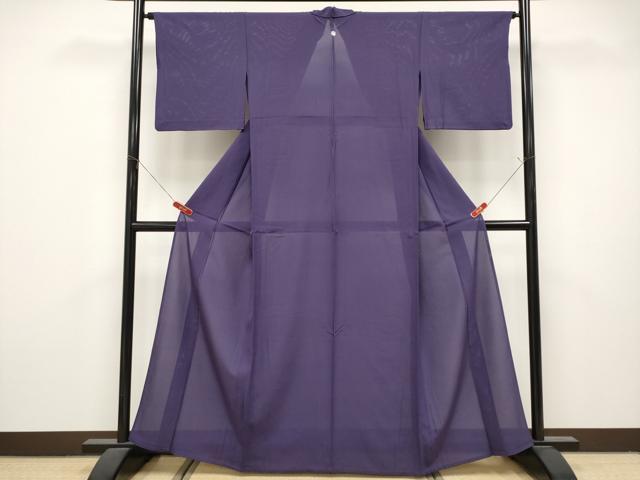 平和屋着物＊夏物　色無地　絽　深紫色　正絹　逸品　CABL1228tx