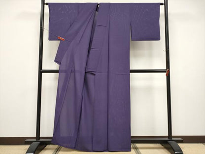 平和屋着物＊夏物　色無地　絽　深紫色　正絹　逸品　CABL1228tx