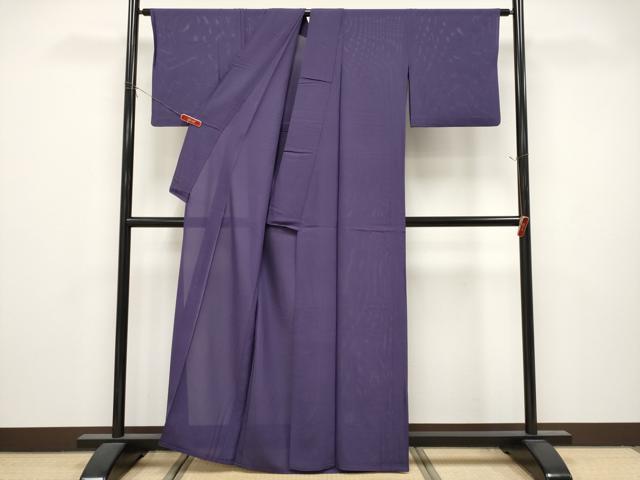 平和屋着物＊夏物　色無地　絽　深紫色　正絹　逸品　CABL1228tx