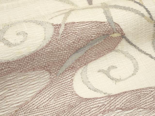 平和屋着物＊夏物　太鼓柄袋帯　櫛織　流水枝葉文　金銀糸　正絹　逸品　CABL1233tx
