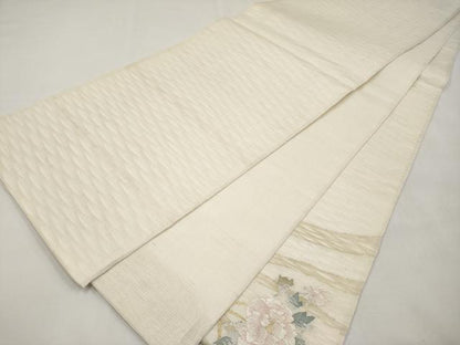 平和屋着物＊夏物　太鼓柄袋帯　すくい織　牡丹　金銀糸　正絹　逸品　未使用　CABL1234tx