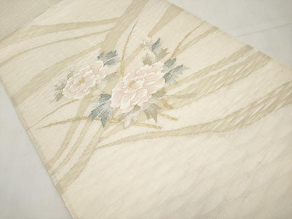 平和屋着物＊夏物　太鼓柄袋帯　すくい織　牡丹　金銀糸　正絹　逸品　未使用　CABL1234tx