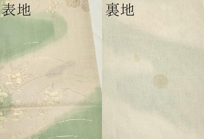 平和屋着物＊夏物　六通柄袋帯　葡萄蔦の葉文　金糸　正絹　逸品　CABL1235tx