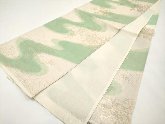 平和屋着物＊夏物　六通柄袋帯　葡萄蔦の葉文　金糸　正絹　逸品　CABL1235tx