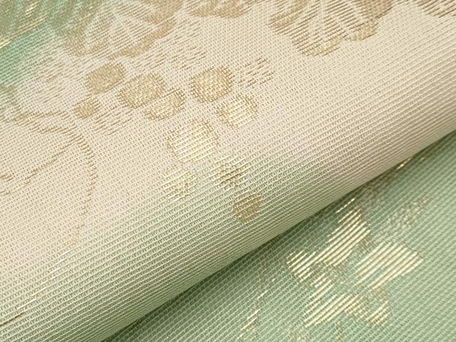 平和屋着物＊夏物　六通柄袋帯　葡萄蔦の葉文　金糸　正絹　逸品　CABL1235tx