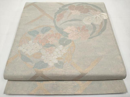 平和屋着物＊夏物　六通柄袋帯　花丸文　金銀糸　正絹　逸品　CABL1240tx