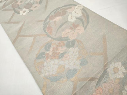 平和屋着物＊夏物　六通柄袋帯　花丸文　金銀糸　正絹　逸品　CABL1240tx