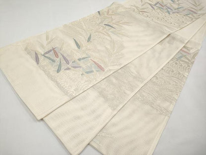 平和屋着物＊夏物　六通柄袋帯　立波枝葉文　金糸　正絹　逸品　未使用　CABL1242tx