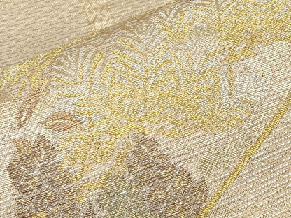 平和屋着物＊夏物　六通柄袋帯　松藤文様　金銀糸　正絹　逸品　CABL1244tx