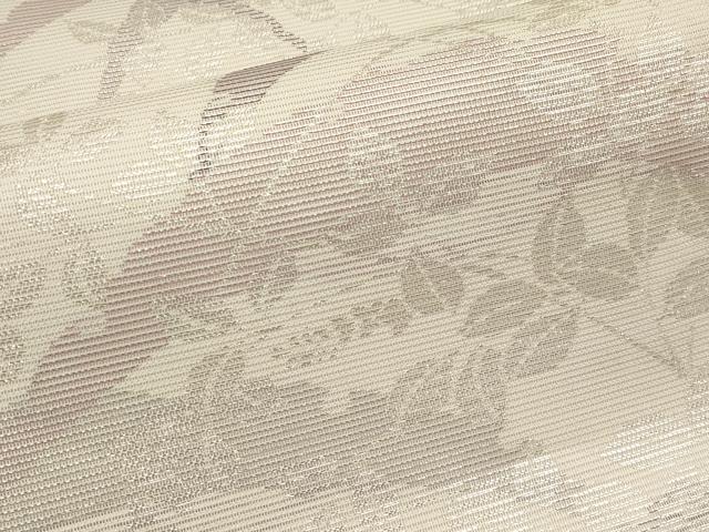 平和屋着物＊夏物　六通柄袋帯　雪芝枝葉文　銀糸　正絹　逸品　CABL1245tx