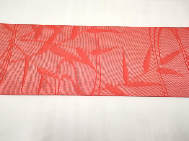 平和屋着物＊夏物　九寸名古屋帯　流水枝葉文　赤丹色　正絹　逸品　CABL1255tx