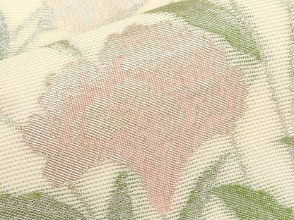 平和屋着物＊夏物　九寸名古屋帯　草花文　金銀糸　正絹　逸品　CABL1256tx