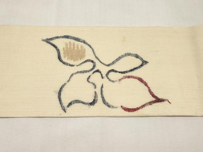 平和屋着物＊夏物　九寸名古屋帯　舞葉文　正絹　逸品　CABL1258tx