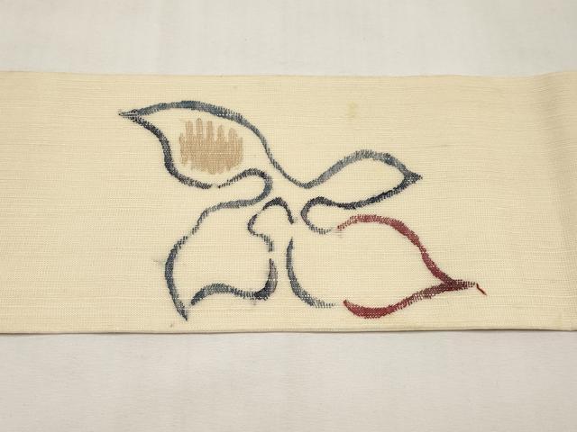 平和屋着物＊夏物　九寸名古屋帯　舞葉文　正絹　逸品　CABL1258tx