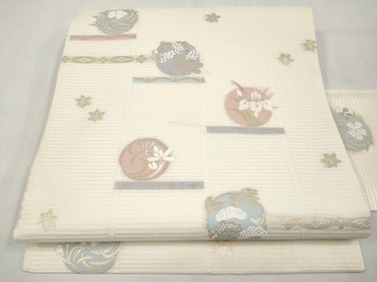 平和屋着物＊夏物　九寸名古屋帯　唐織　花丸文　金銀糸　正絹　逸品　CABL1262tx