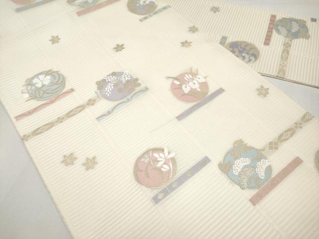 平和屋着物＊夏物　九寸名古屋帯　唐織　花丸文　金銀糸　正絹　逸品　CABL1262tx