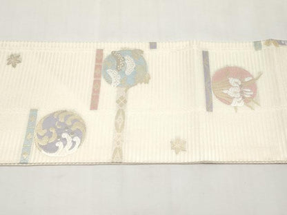 平和屋着物＊夏物　九寸名古屋帯　唐織　花丸文　金銀糸　正絹　逸品　CABL1262tx